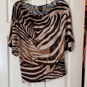 Clara Sun Woo Zebra Print Blouse in Brown and Black